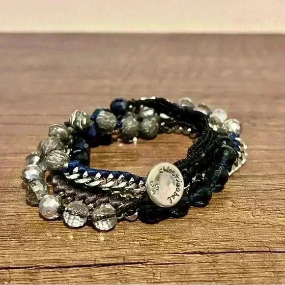 Chloe and Isabel | Multi-wear Navy and Silver Tone Wrap Bracelet/ Necklace - Picture 2 of 4
